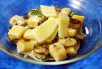 Potato Gnocchi With Kale and Mushrooms In A Goat Cheese Sauce